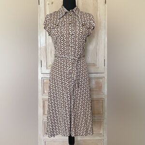 Mara Hoffman Vintage 100% Silk  Dress – Geometric Print, Belted, Size M